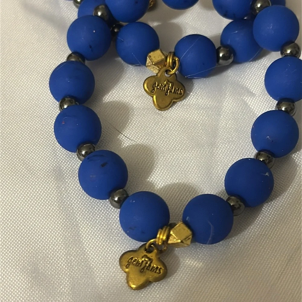 Girl’s Gem Jams by Erimish stretch bead bracelet blue black Deep Sea Kids Sticky